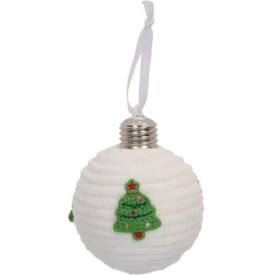 Ёлочный шар тканевый, с вышивкой ёлочки, с LED-подсветкой, 9 см