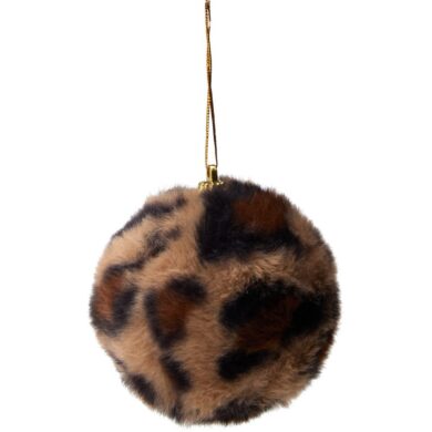 Ёлочный шар из искусственного меха с темным леопардовым принтом, 8 см
