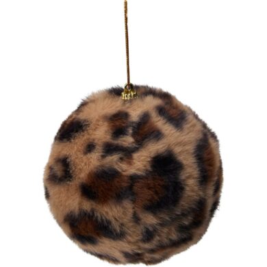 Шар, искусственный мех леопардовый принт, темный ,10 см