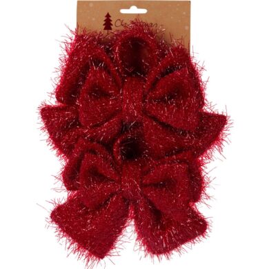 Набор из 2 новогодних пышных бантов, красные, 18 х 20 см