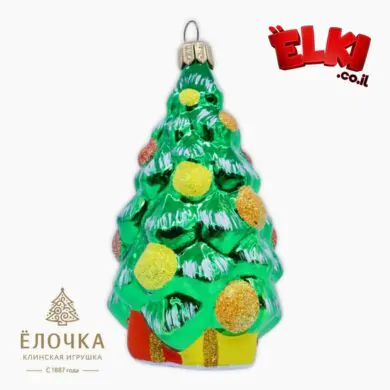 Christmas tree branded glass decoration