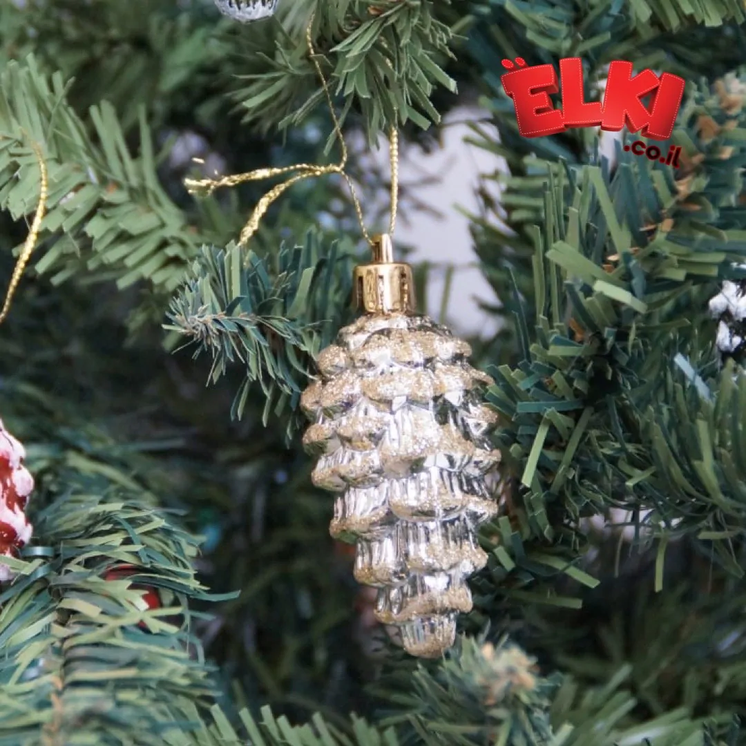 Пластмассовое украшение Золотая Сосновая Шишка 6 см — изображение 2