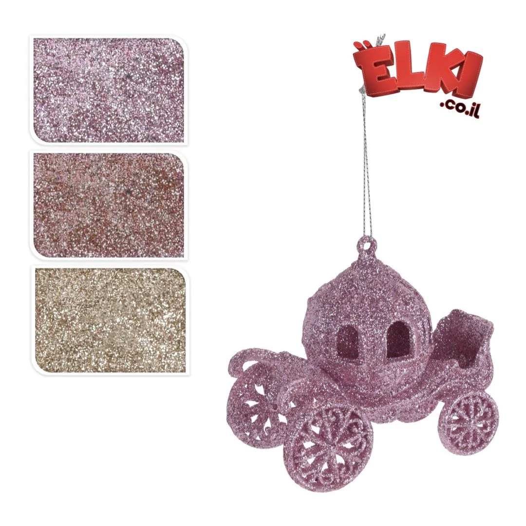 Новогоднее елочное украшение в форме Кареты покрытой блёстками