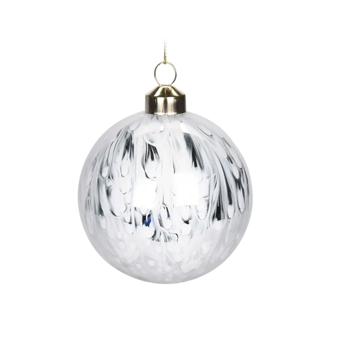 Новогодний Стеклянный шар “Белый Металл” 8 см