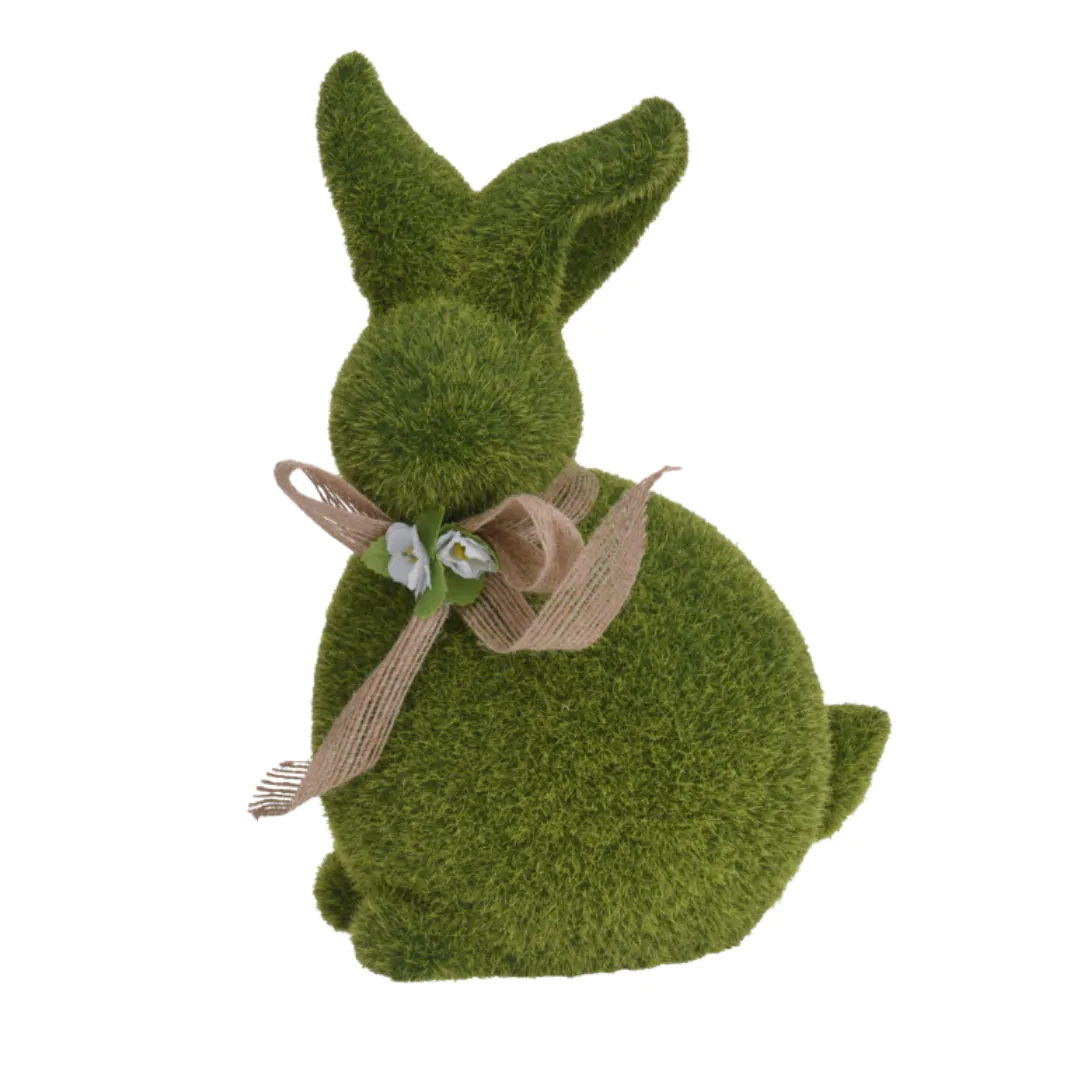 סמל השנה הסיני- פסלון דקורטיבי בצורת ארנב בגימור "אפקט הדשא" עם פפיון.