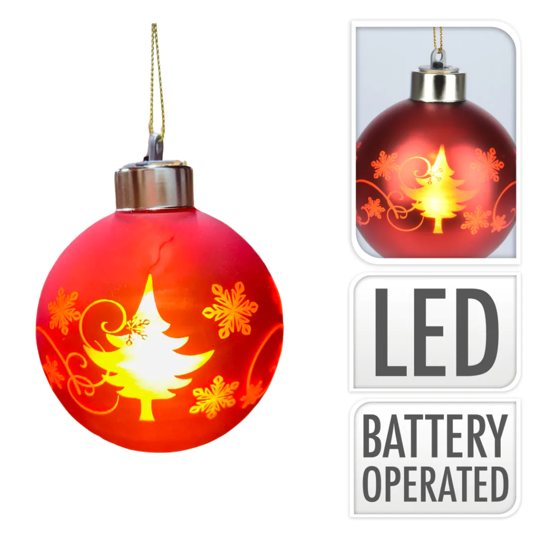 Новогодний стеклянный шар с подсветкой Ёлочка 8 см