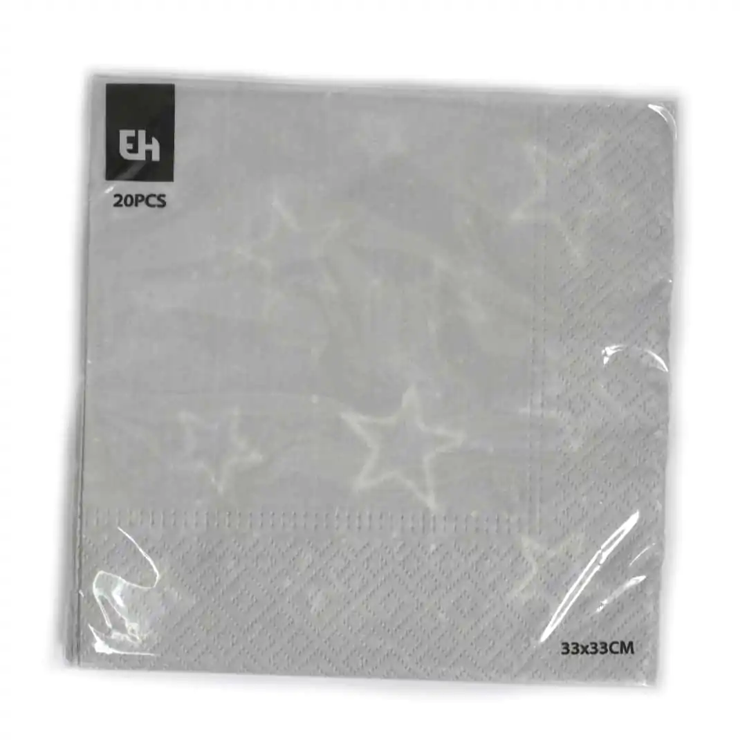 Салфетки новогодние Звёздочки Серебрянные