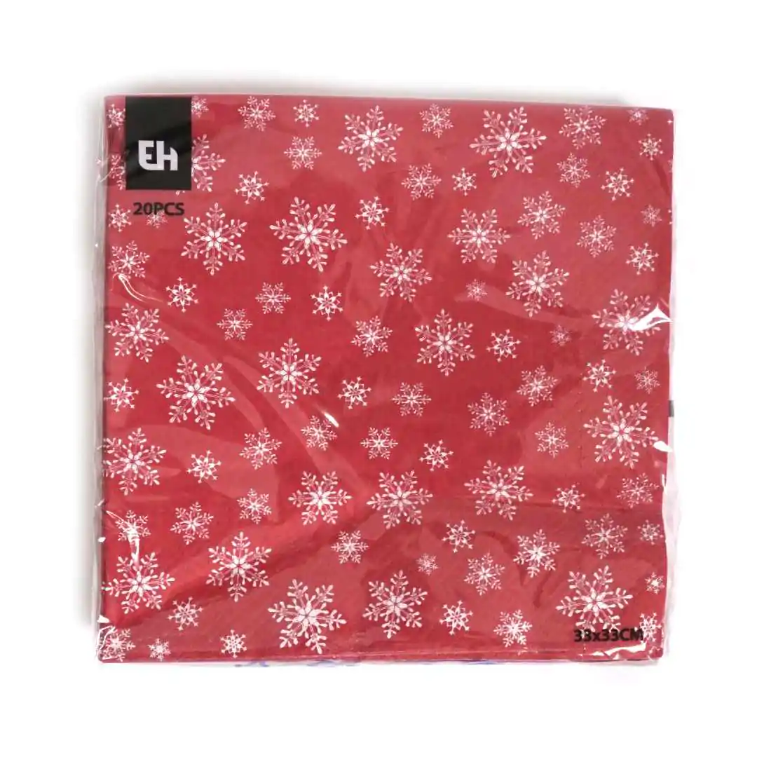 Салфетки новогодние Снежинки Красные