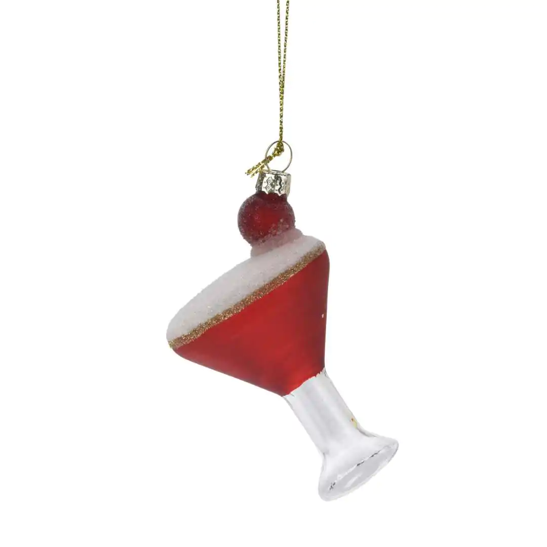 קישוט צורני מזכוכית לעץ אשוח כוס אדומה 8.5 ס"מ