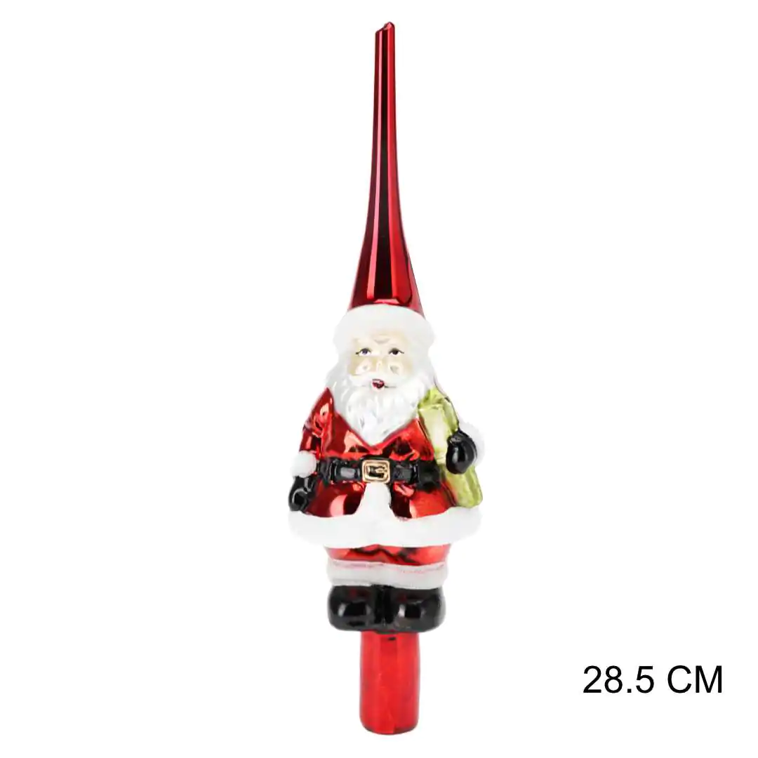 Стеклянная Верхушка Красный Дед Мороз 28.5 см