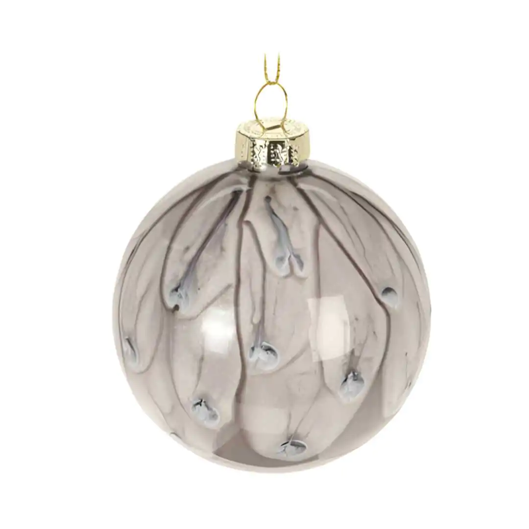 קישוט לתליה כדור זכוכית עין טווס בז' 8 ס"מ