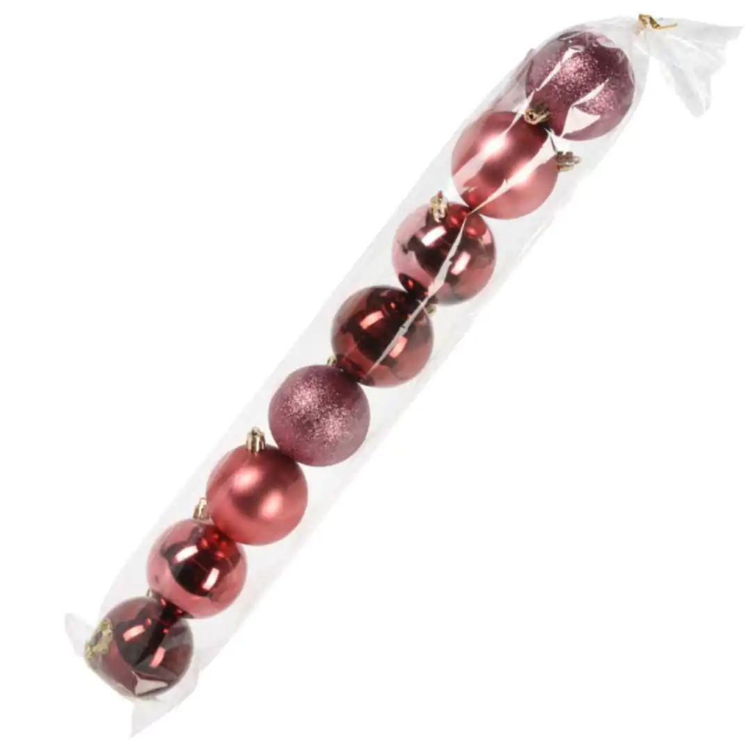 סט קישוטים לתליה מ-9 כדורי פלסטיק פלמינגו 6 ס"מ