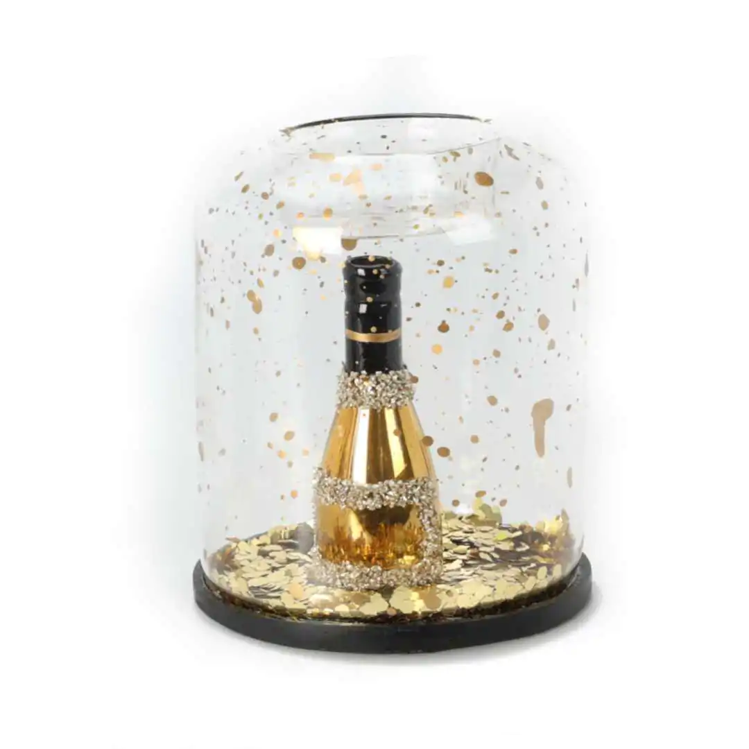 Стеклянный подсвечник Волшебное шампанское 8 см