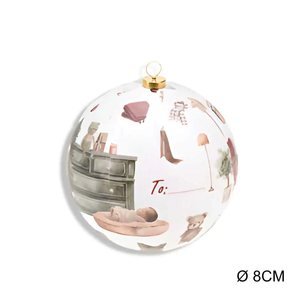 Пластмассовый шар Акварель Первый Новый Год-3 8 см