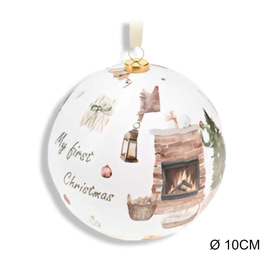 Пластмассовый шар Акварель Первый Новый Год-4 10 см