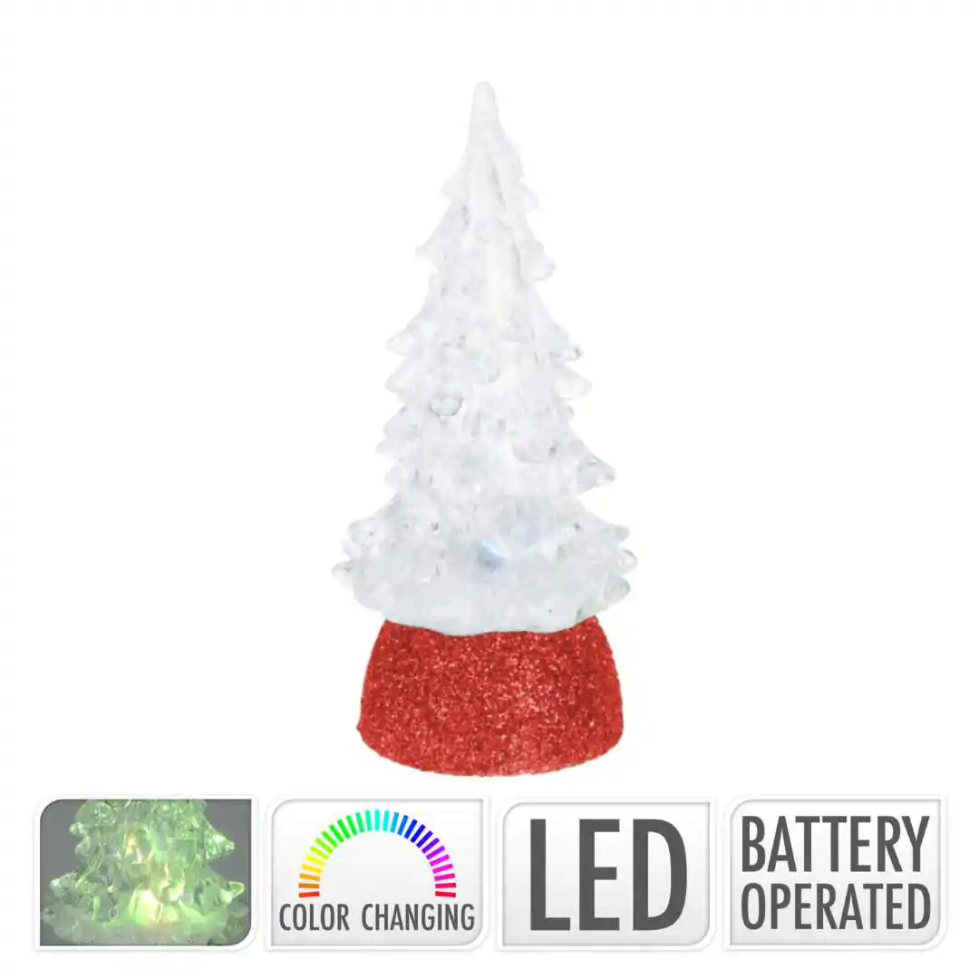 Ёлочка на красной подставке с подсветкой 10 см