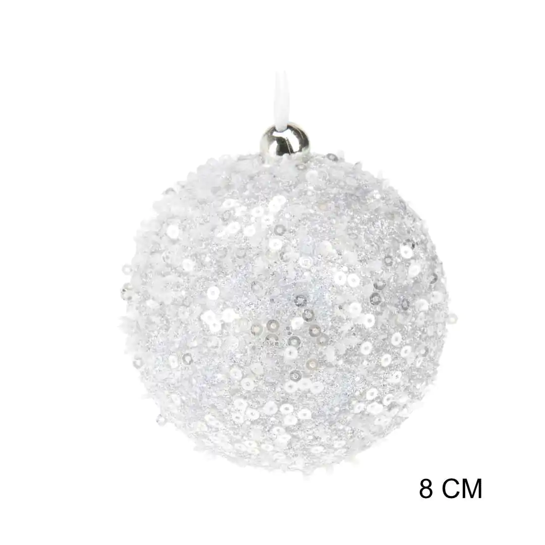 Пластмассовый шар Белая Вьюга 8 см