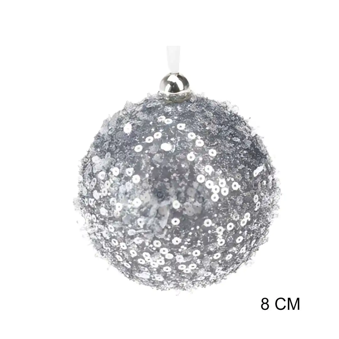 Пластмассовый шар Серебрянная Вьюга 8 см
