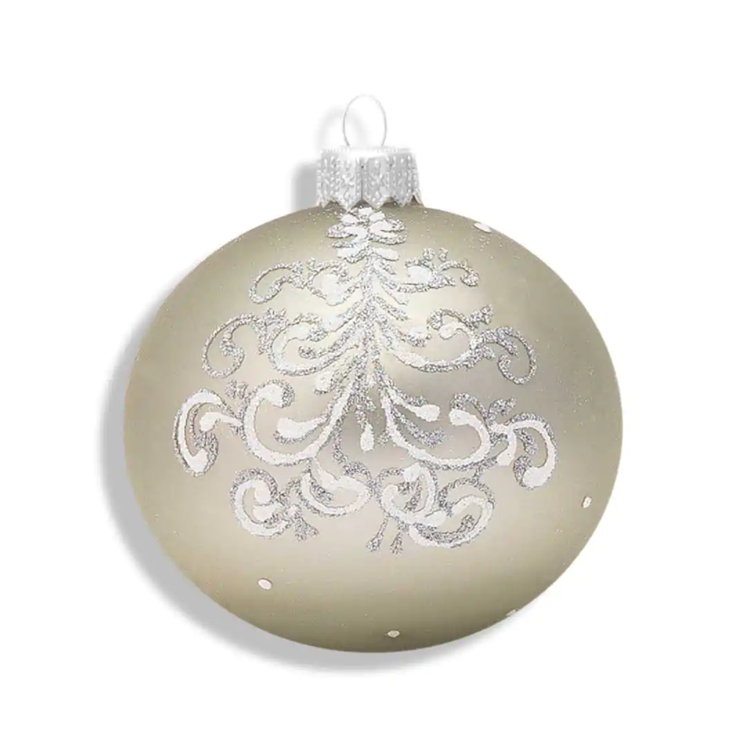 כדור זכוכית לתליה יולוצ'קה מסולסלת קרם 8 ס"מ