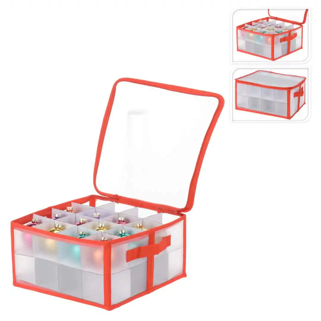 קופסת אחסון לקישוטים 2 קומות עם רוכסן