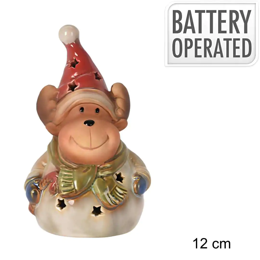 Новогодний сувенир Весёлый Олень с подсветкой 12 см