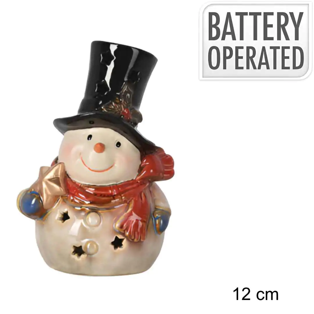 Новогодний сувенир Весёлый Снеговик с подсветкой 12 см