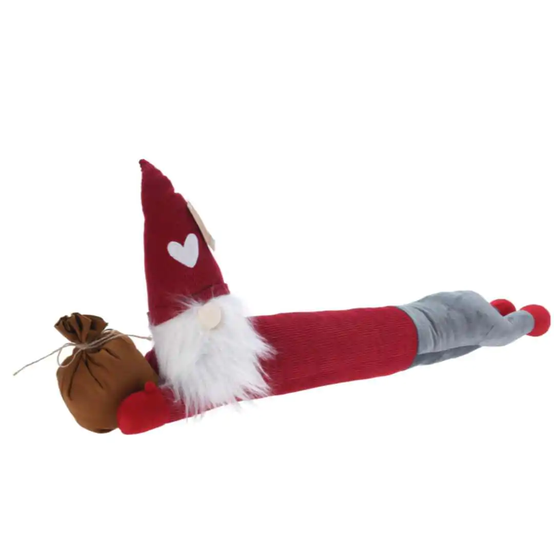 Новогодний дверной стопер Гном с мешком 82 см