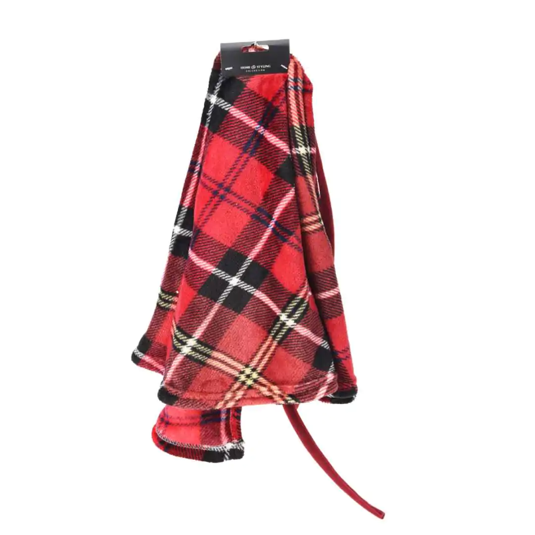 חצאית סקוטית אדומה לעץ אשוח מעוצבת 90 סמ