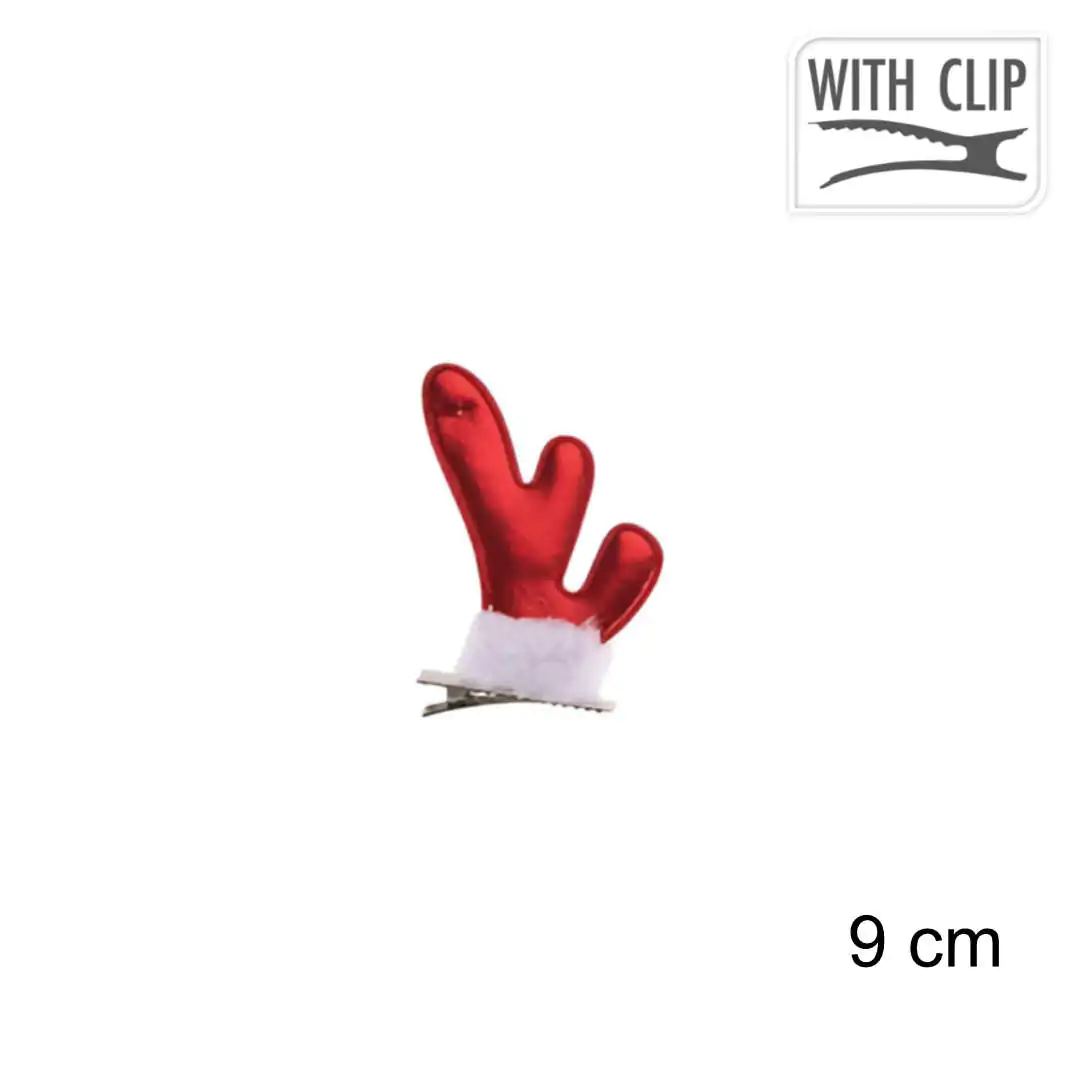 סיכת שיער חגיגית – קרני אייל אדומות – 9 ס"מ