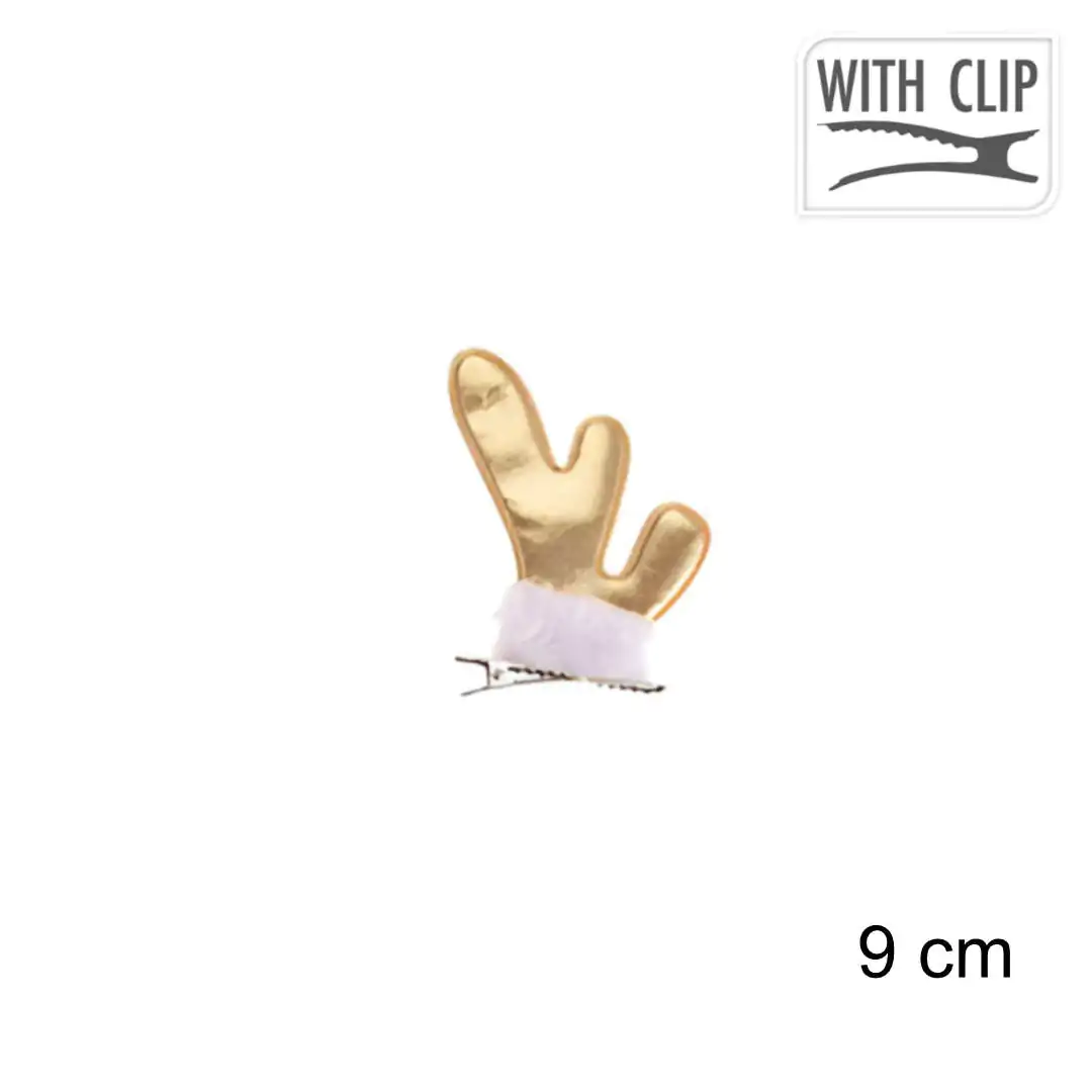 Новогодняя заколка Золотые Рожки-2 9 см