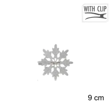 סיכת שיער בצורת פתית שלג כסוף – 9 ס"מ