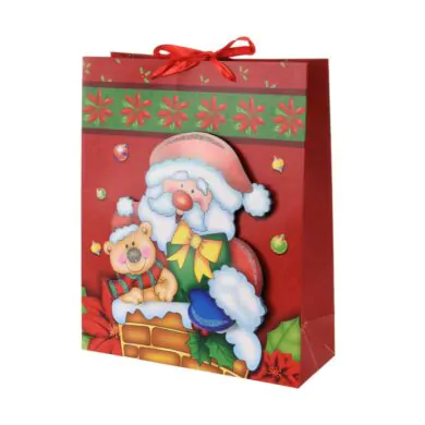 Новогодний подарочный пакет  Веселый Санта 24 см