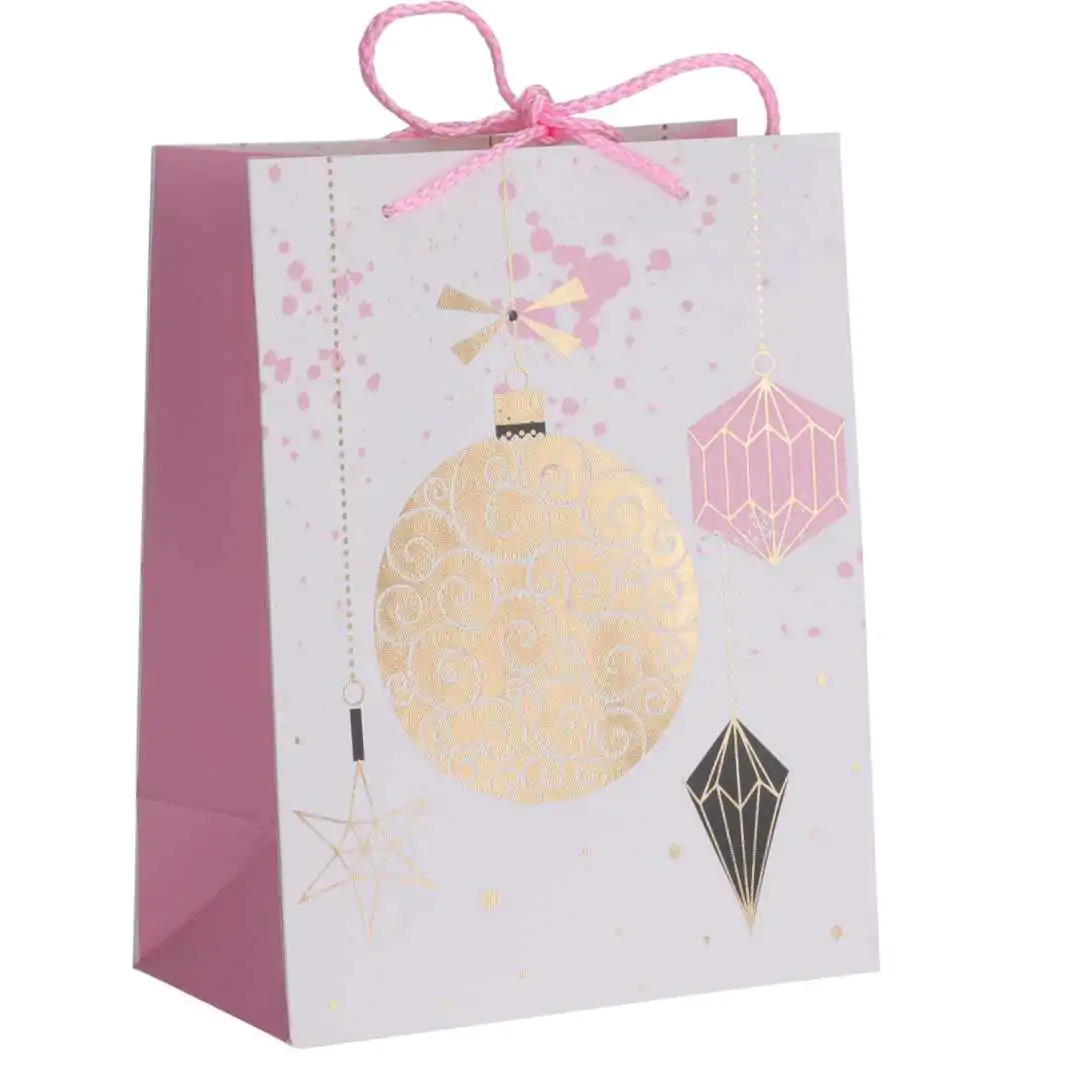 Новогодний подарочный пакет Розовая нежность 40 см