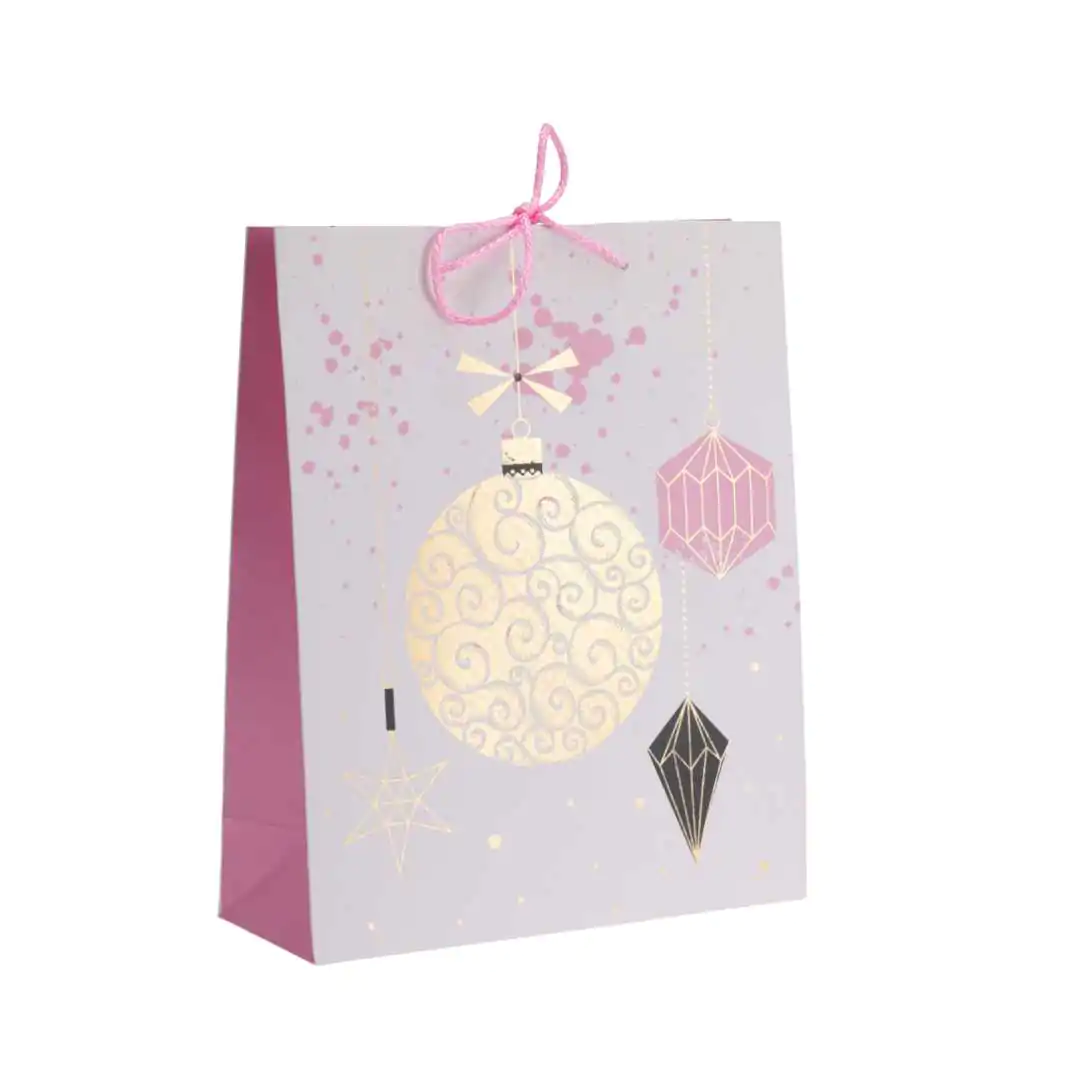 שקית מתנה אושר ורוד 23 ס"מ