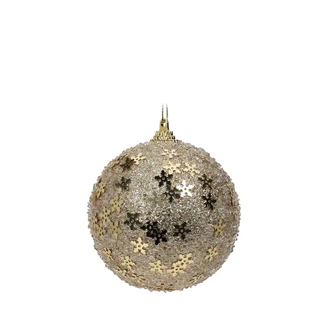 Пластмассовый шар Золотые Снежинки 8 см
