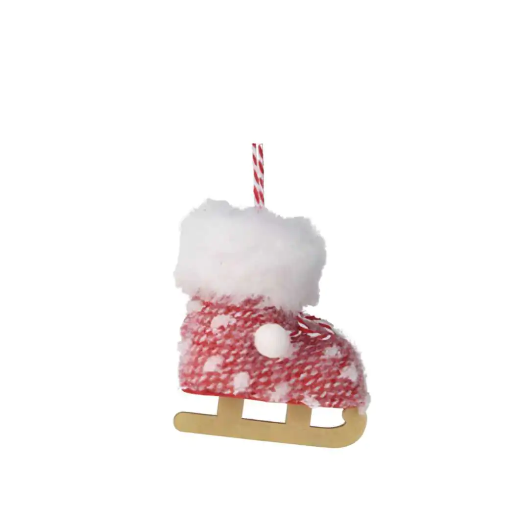 Ёлочное украшение Красный Вязаный Конёк 7 см