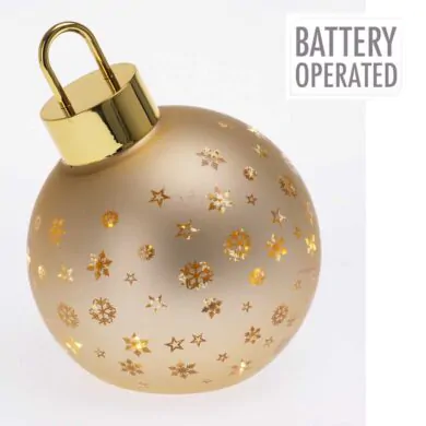 מנורת זכוכית כדור עץ אשוח זהב מט 18.5 ס"מ