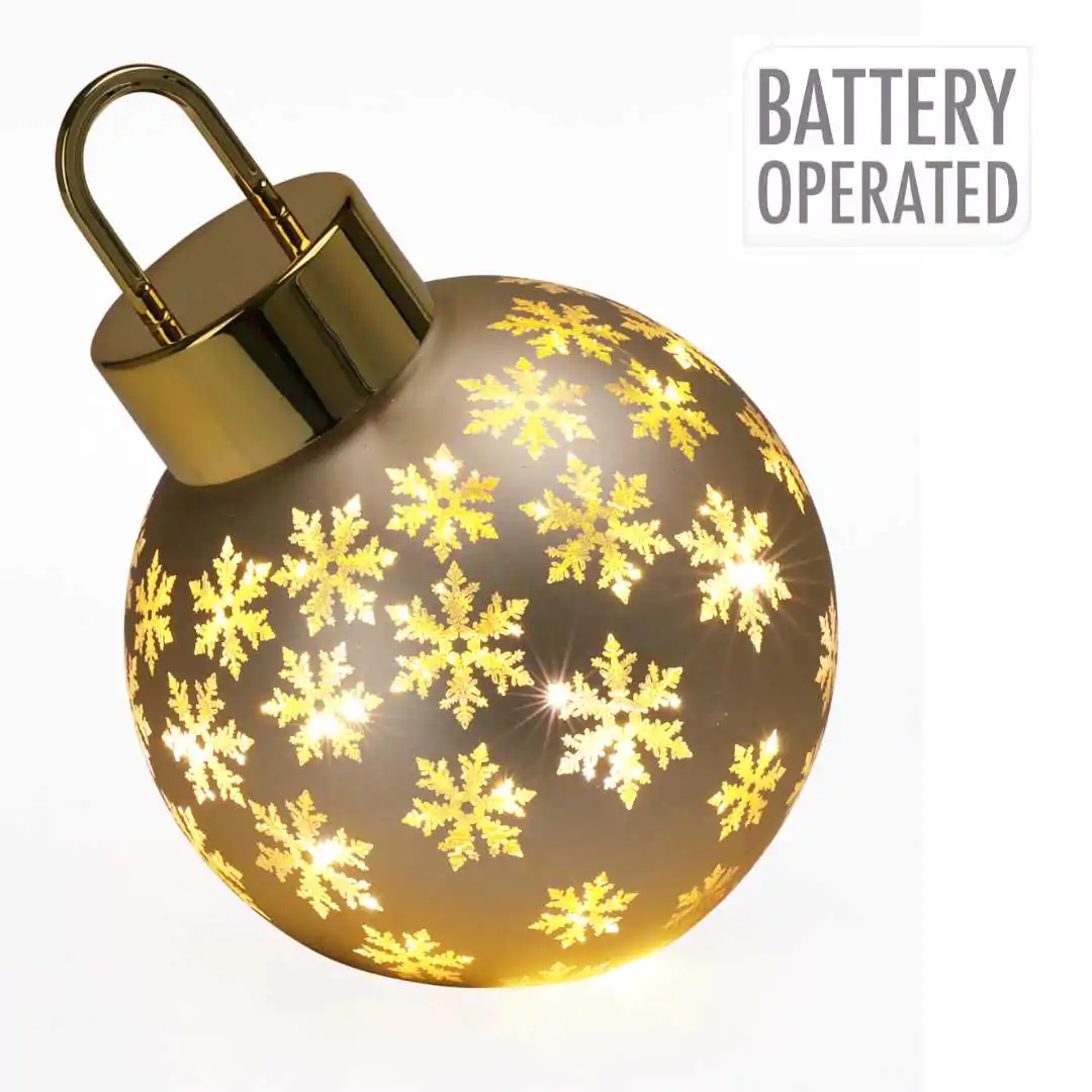 מנורת זכוכית כדור עץ אשוח זהב מט 23.5 ס"מ