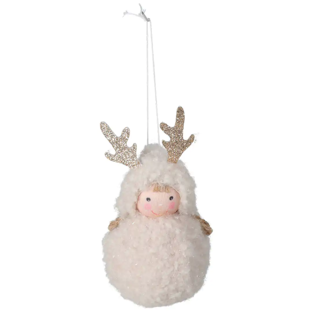 Украшение на ёлку из меха Кремовая Люси 13 см