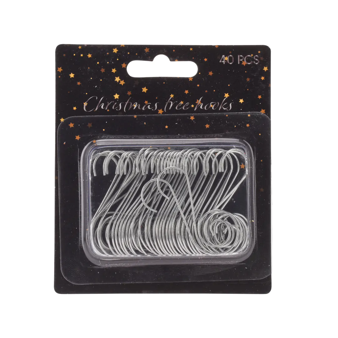Серебряные крючки для елочных игрушек 40 шт