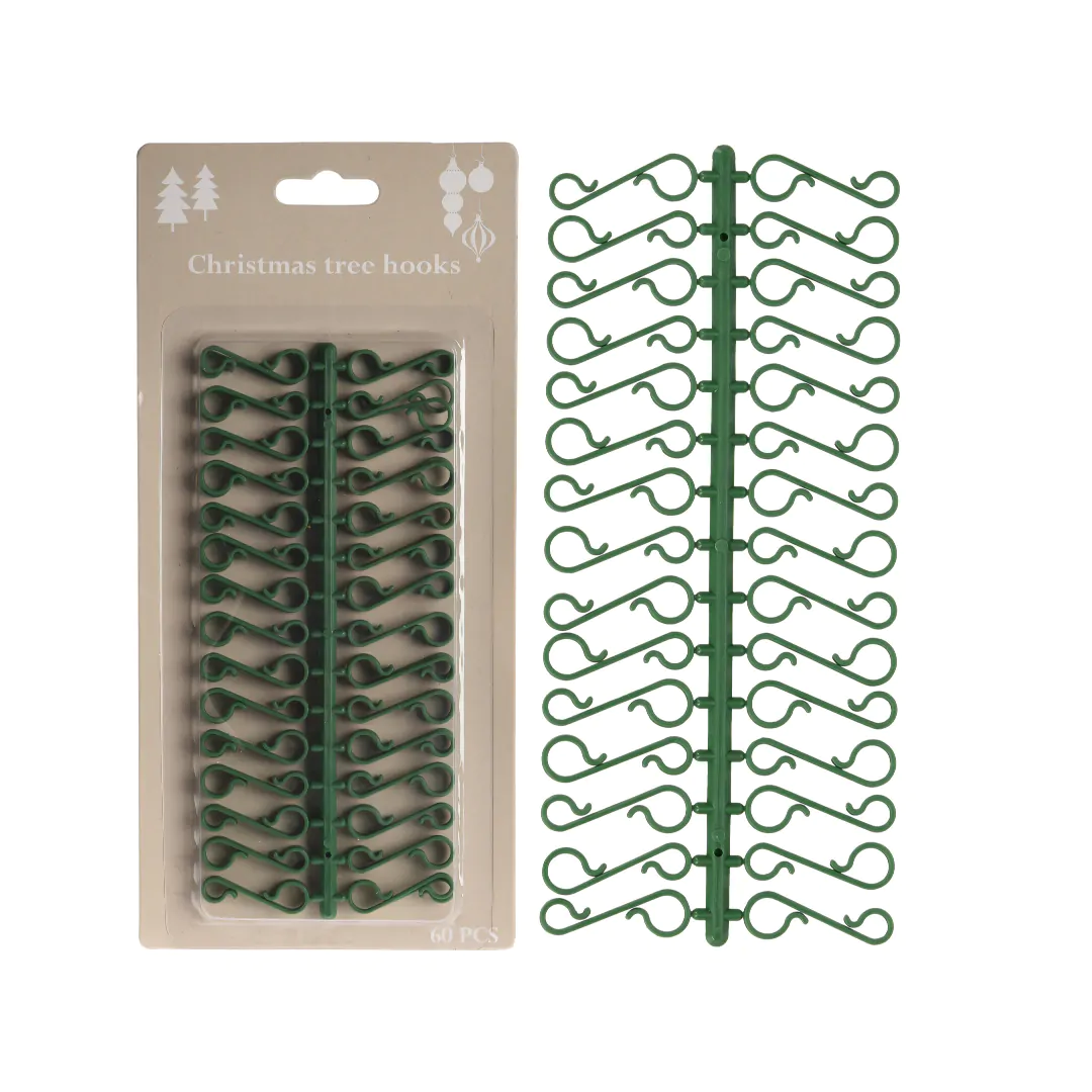 Зелёные Крючки для ёлочных украшений 60 штук