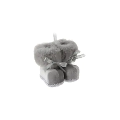 Ёлочное украшение Серые Бархатные Ботики 8.5 см