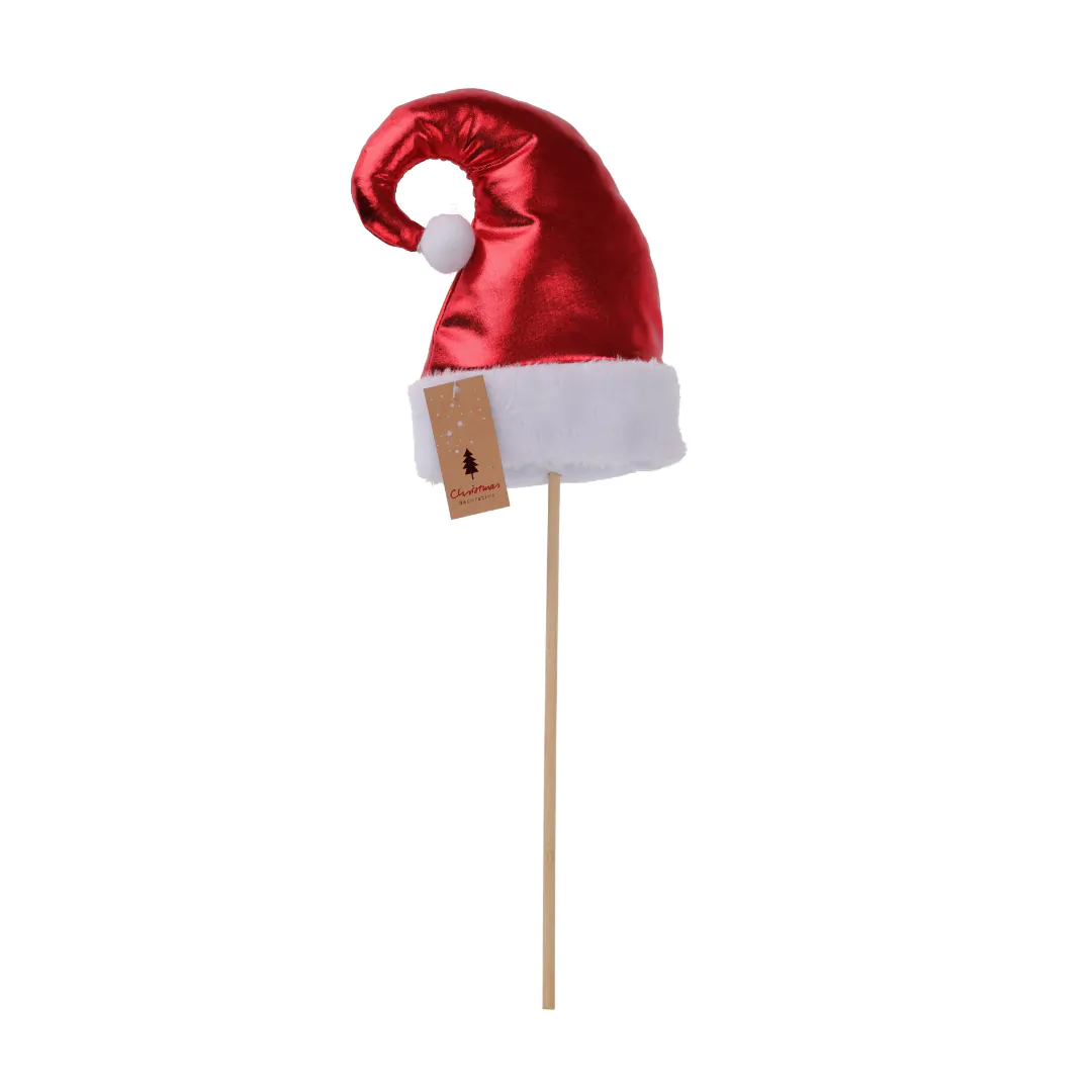 Новогоднее украшение Колпак Санты на шпажке 46 см