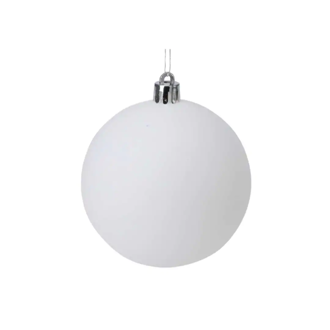 קישוט לתליה בצורת כדור לבן מט 14 ס"מ