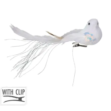 קישוט לעץ אשוח ציפור לבן מנצנץ 17 ס”מ