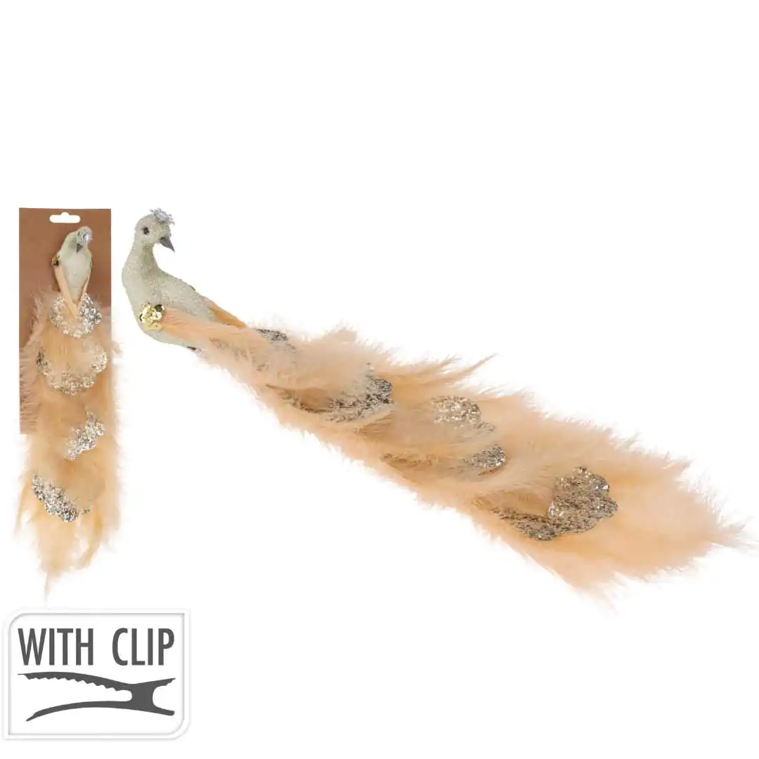 Новогоднее елочное украшение Золотой Павлин 24 см