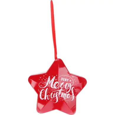 Ёлочное украшение звезда металлическая (коробка), красная, 9.5 см