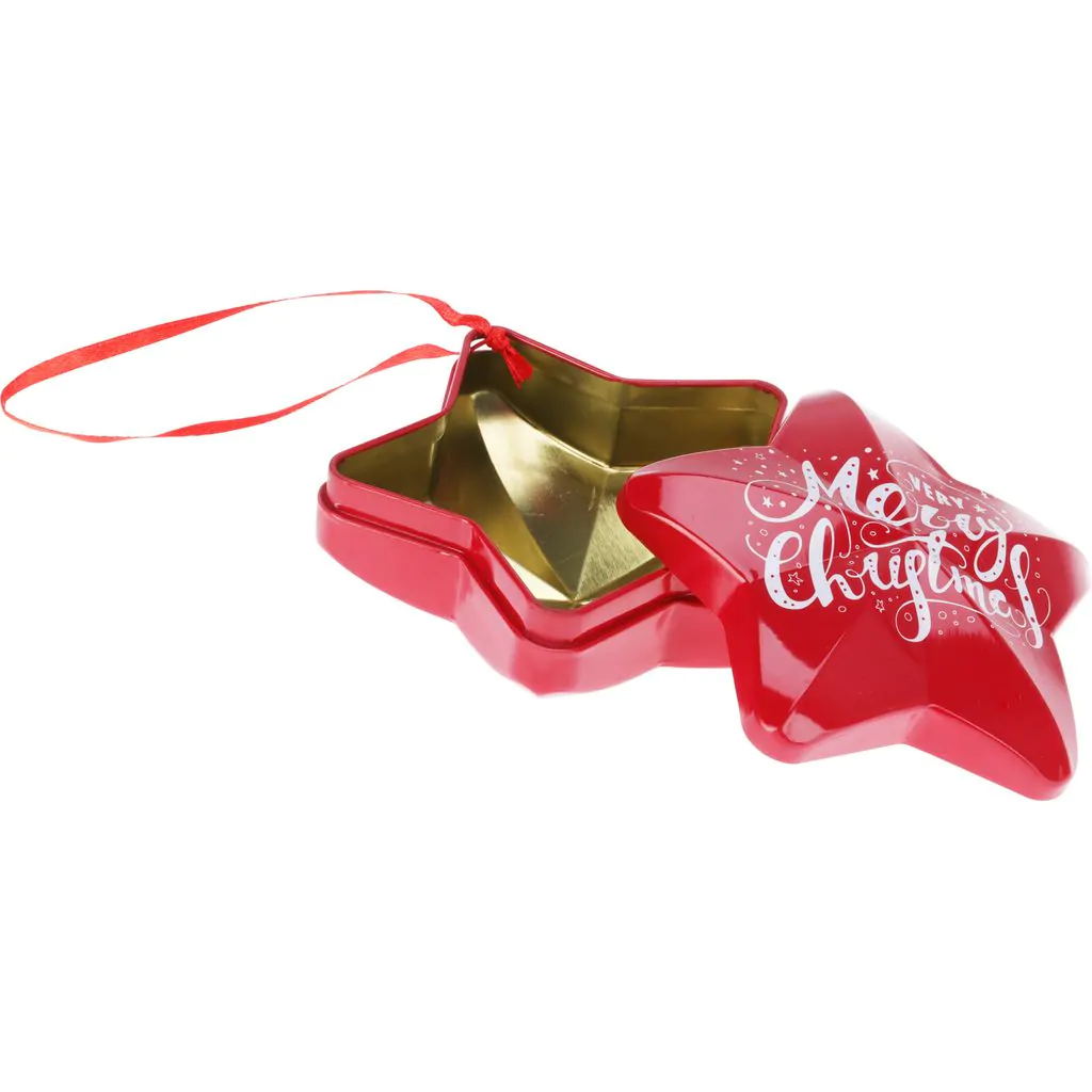 Ёлочное украшение звезда металлическая (коробка), красная, 9.5 см — изображение 3