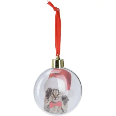 Ёлочный шар для вашего фото, прозрачный, пластиковый, 7 см