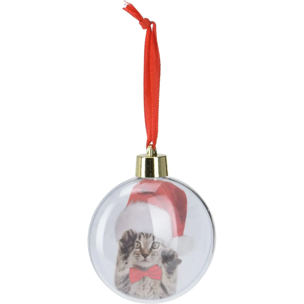 כדור עץ חג המולד לתמונה שלך, שקוף, פלסטיק, 7 ס"מ